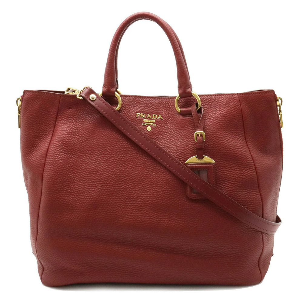 Prada Vitello Daino Tote Bag 2way Crossbody Leather Bordeaux Purple